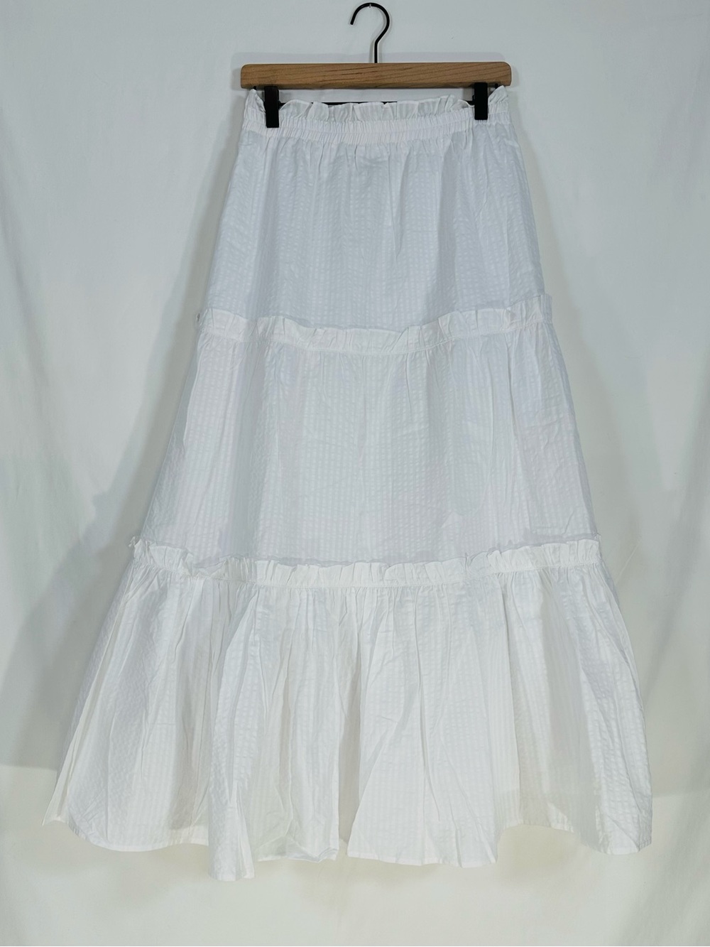 Tuckernuck  Seersucker Prado Maxi Skirt White Small Coastal Resortwear Classic - Picture 2 of 7